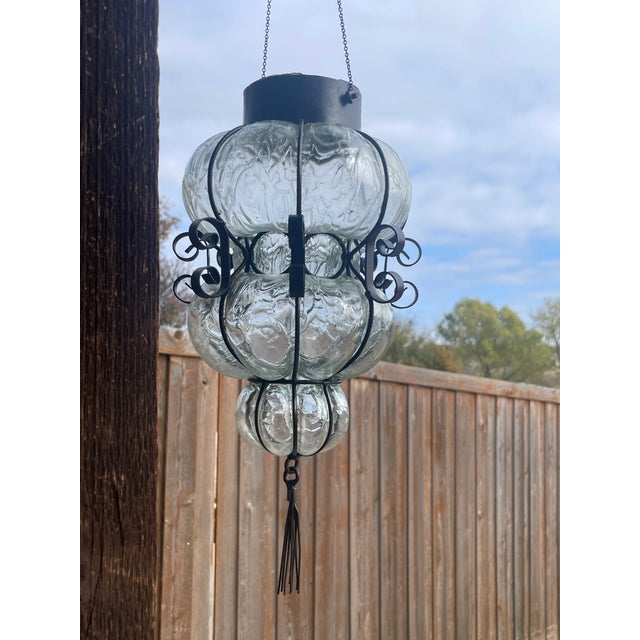 Murano Italian Murano Style Caged Glass Pendant For Sale - Image 4 of 5