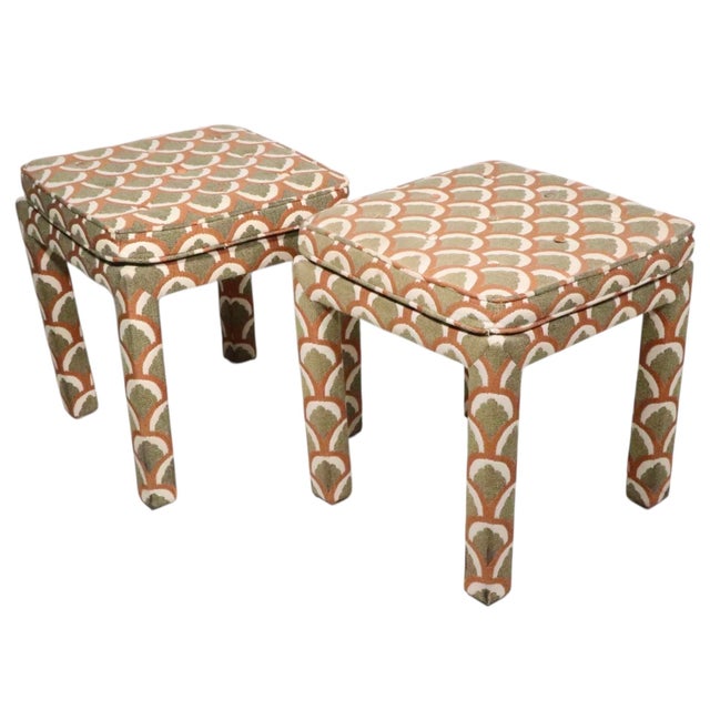 Pr. Postmodern Hollywood Regency Parsons Stools Benches Made in the U S a C. 1970's For Sale - Image 11 of 11