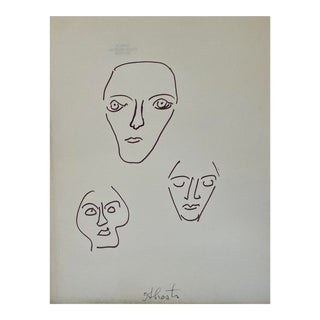 1950s Frank Wallace Ghosts Portrait Drawing For Sale