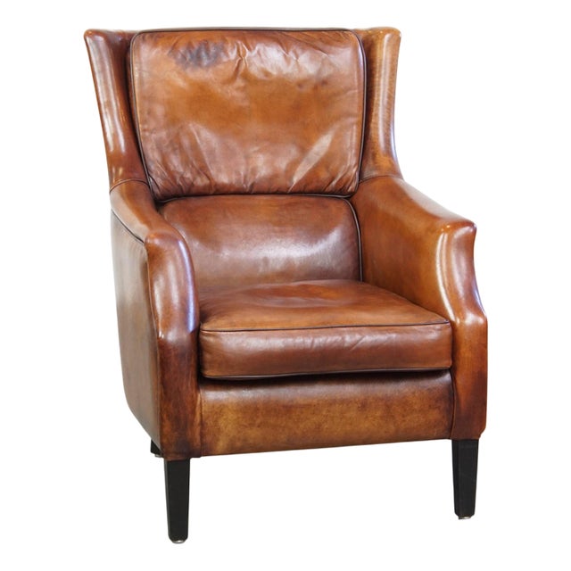 Vintage Sheep Leather Club Chair For Sale