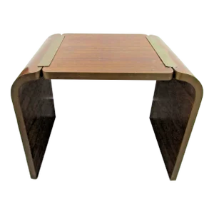 1960s Mid-Century Modern Mahogany and Brass Waterfall End Table by Baker Furniture