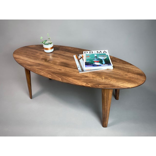 Not Yet Made - Made To Order Oval Coffee Table Handcrafted From Solid Wood For Sale - Image 5 of 12
