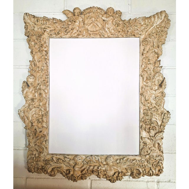 Hand-Carved Wooden Framed Mirror, 1945 For Sale - Image 9 of 9
