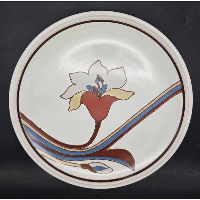 1970s Mikasa "Deco Lily" Stoneware Chop Serving Platter Designed by Joan Luntz For Sale - Image 9 of 11