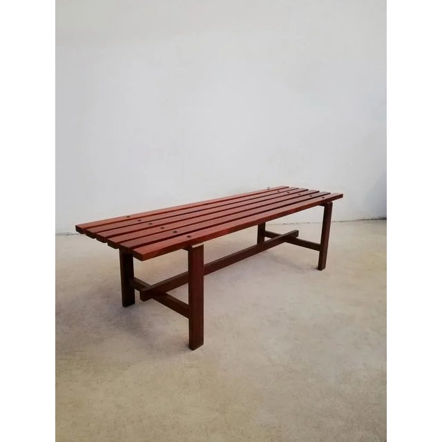 Mid-Century Solid Teak Bench by Ezio Longhi for Elam For Sale - Image 9 of 9