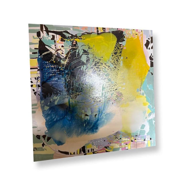 Paint Vintage Jackie Saccoccio Square Portrait (Spring) 2015 Oil and Mica on Linen For Sale - Image 7 of 12
