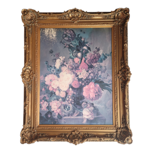 Late 20th Century Flowers, Butterflies, Bird Nest and Eggs Still Life Painting by J Van Os