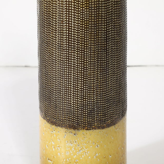 Mid-Century Modernist Ceramic Table Lamp W/Smoked Gold Glaze & Umber Detailing For Sale - Image 9 of 12
