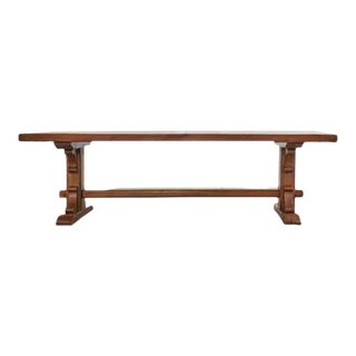 Country Italian Provincial Oak Farmhouse Trestle Dining Table For Sale