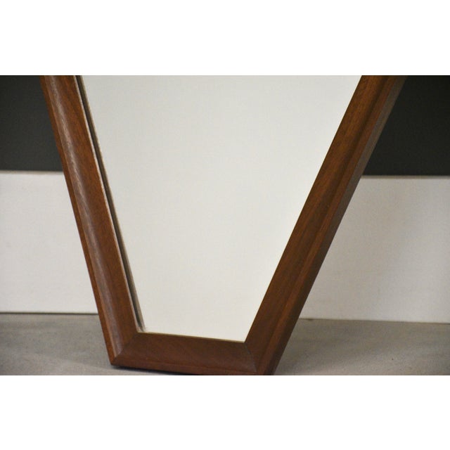 1960s 1960s Walnut Diamond Shaped Mid Century Modern Mirror For Sale - Image 5 of 5