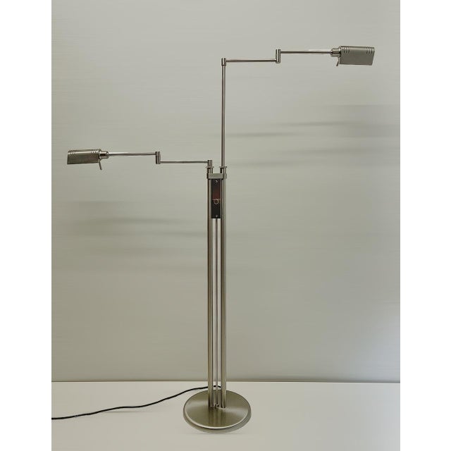 2-Arm Swing Twin Reading Floor Lamp from Holtkotter Leuchten, 1980s For Sale - Image 4 of 18