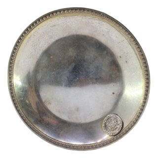 Silver Tray with Raised Edge Frieze with Coat of Arms For Sale