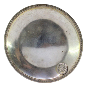 Silver Tray with Raised Edge Frieze with Coat of Arms