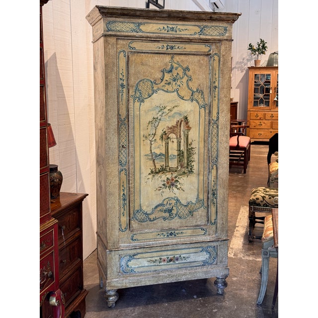 19th Century Venetian Painted Armoire For Sale - Image 4 of 11