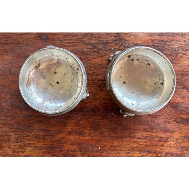 Antique Sterling Silver Figural Bird Salt and Pepper Shakers With Cobalt Glass Salt Cellers - Phillp H. Stevens - 4pcs For Sale - Image 11 of 14