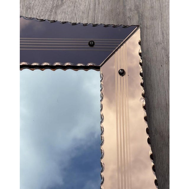 Glass Art Deco Rose Coloured Glass Venetian Mirror, 1930s For Sale - Image 7 of 18