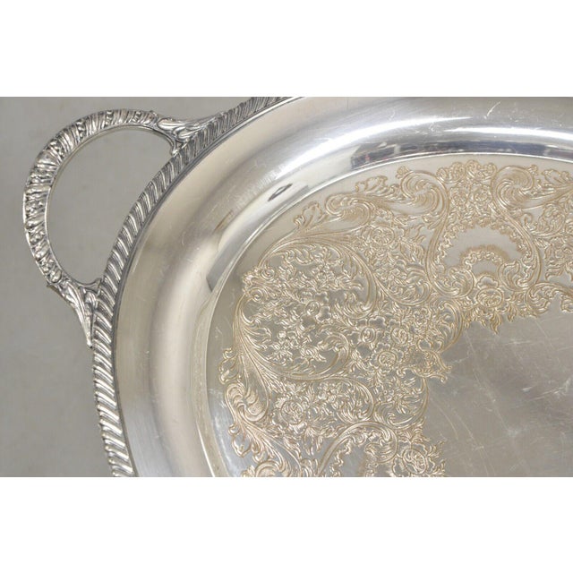 Mid 20th Century Mid 20th Century Wm Rogers 4082 Silver Plated Victorian Oval Serving Platter Tray For Sale - Image 5 of 9