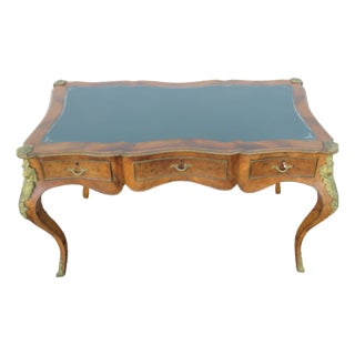 French Green Leather Top With Metal Accent Desk 6246 For Sale