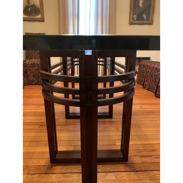 Agati Glass Top Bent Mahogany Base Table Chairish