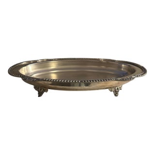 Late 20th Century English Victorian Silver Plated Paw Foot Chaffing Dish With Glass Insert For Sale