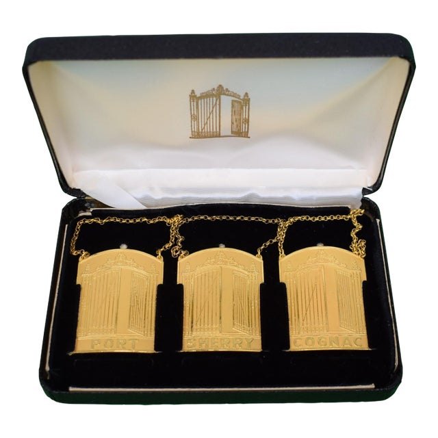 Mid 20th Century The “21” Club X Sporrongs Sweden Cognac, Port & Sherry Decanter Tags (New in Box) For Sale
