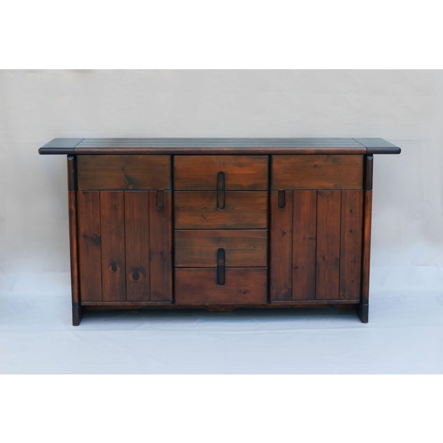 Brutalist Vintage Brutalist Pine Sideboard by Silvio Coppola for Fratelli Montina, Italy, 1970s For Sale - Image 3 of 7