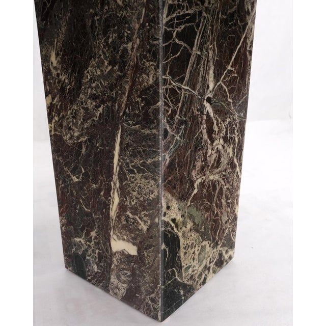 Pair of Square Black & Dark Red & White Veins Marble Side End Tables Stands Mint For Sale - Image 6 of 13