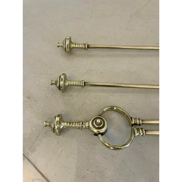 Antique George III Brass Fire Irons, 1982s, Set of 3 For Sale - Image 4 of 8