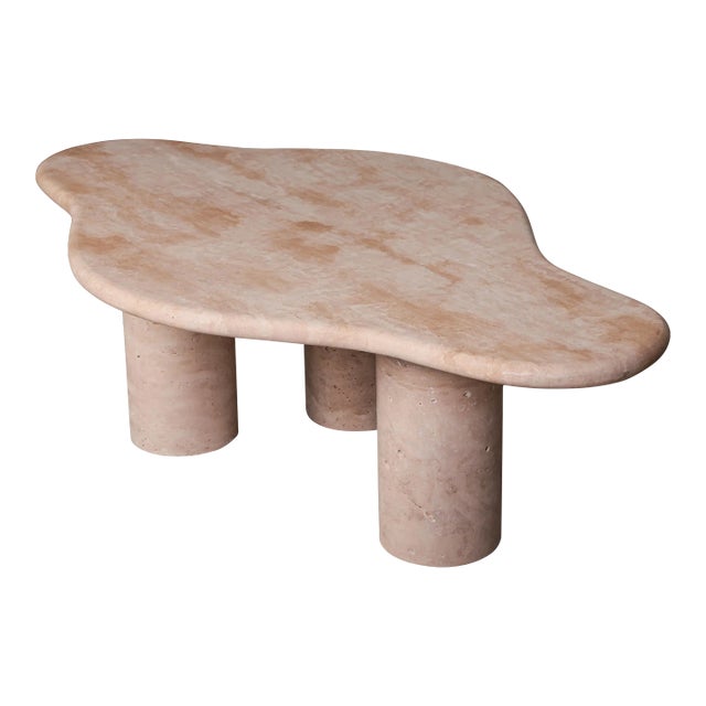 Trio Travertine Coffee Table 48" For Sale