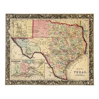 Texas With Galveston Bay, Original Map by Mitchell, Circa 1867 For Sale