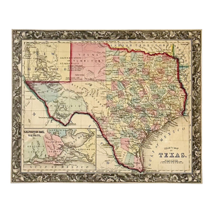 Texas With Galveston Bay, Original Map by Mitchell, Circa 1867