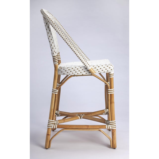 2020s Solstice 25 in. Seat Height Rattan Counter Stool with Back and Footrest, Tan Beige For Sale - Image 5 of 10