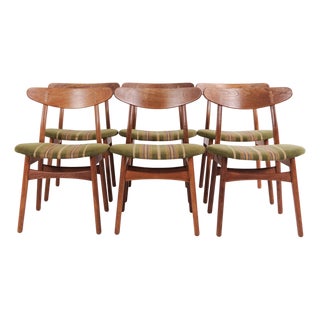 Model CH30 Dining Chairs in Teak and Oak attributed to Hans J. Wegner, 1950s, Set of 6 For Sale