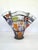 Contemporary Large Contemporary Hand-Blown Art Glass Vase With Ruffled Rim, Polychrome Inclusions 10.5” For Sale - Image 3 of 7