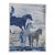 Horses Landscape Navy Blue Gray Abstract Folk Art Minimalism Impressionism Original Painting by Cleo Plowden For Sale