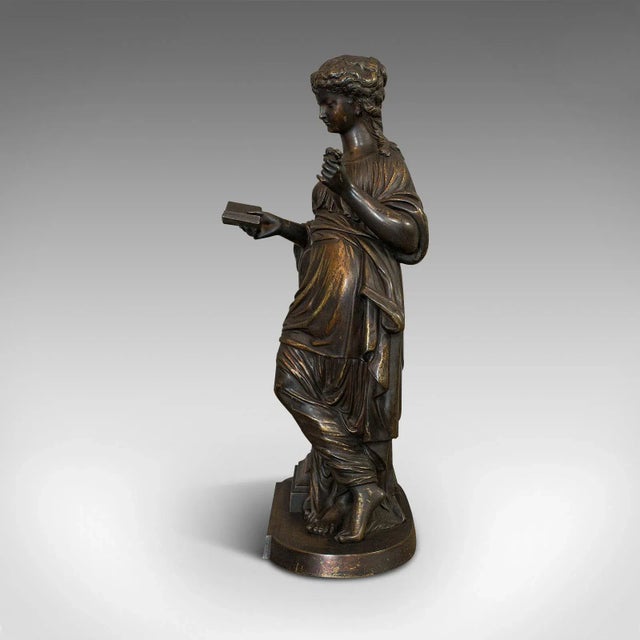 Metal 1920 Female Antique Bronze Figure After Moreau For Sale - Image 7 of 13