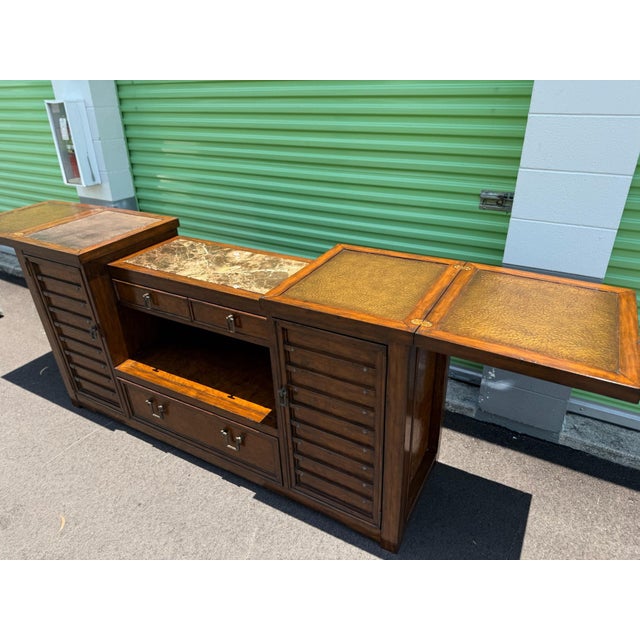 American Marge Carson- Vintage Marble Top Flip-Top Sideboard/Buffet For Sale - Image 3 of 12