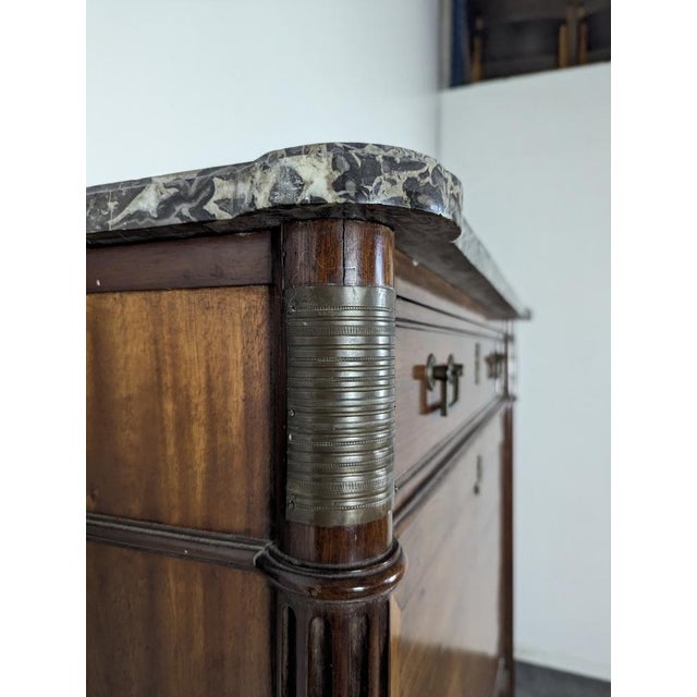 Louis XVI Mahogany Secretary Topped with a Ste Anne Marble Slab For Sale - Image 11 of 12