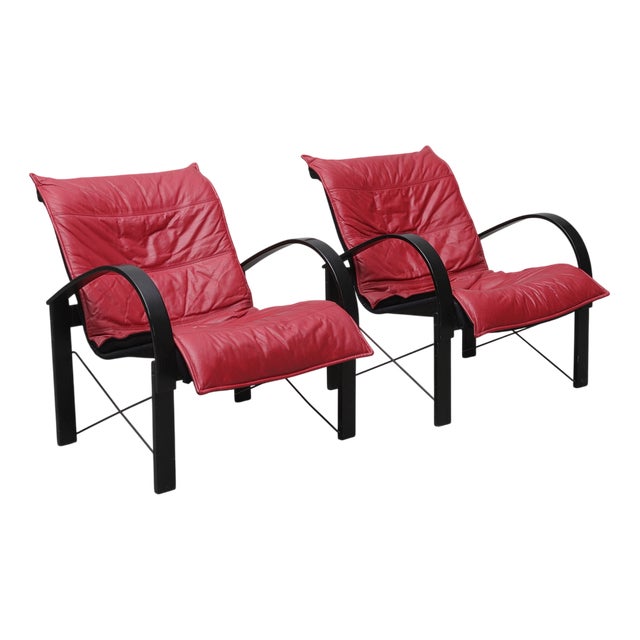 Vintage Chairs in Leather by Tord Björklund for Ikea, 1980s, Set of 2 For Sale