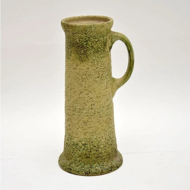 Cream Large Vintage Glazed Ceramic Pitcher or Vase, 1950s For Sale - Image 8 of 8