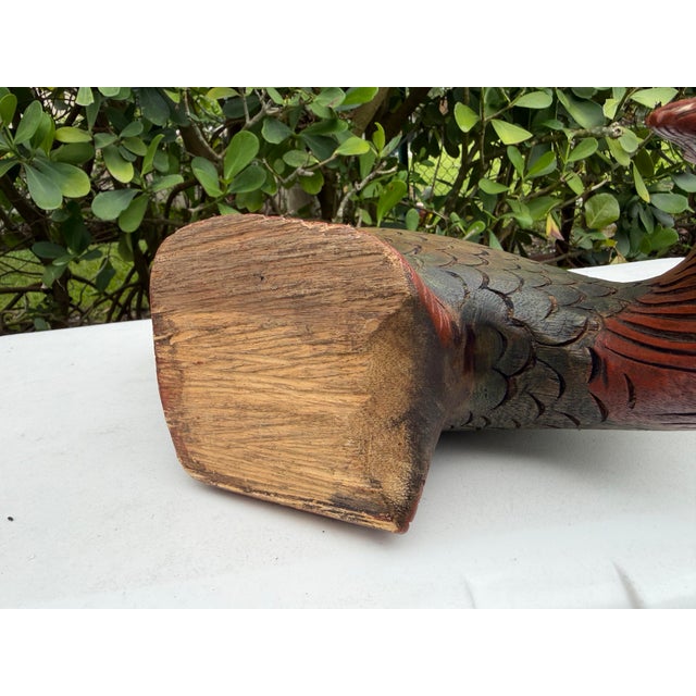 Vintage Hand-Carved Folk Art Fish Sculpture For Sale - Image 10 of 12