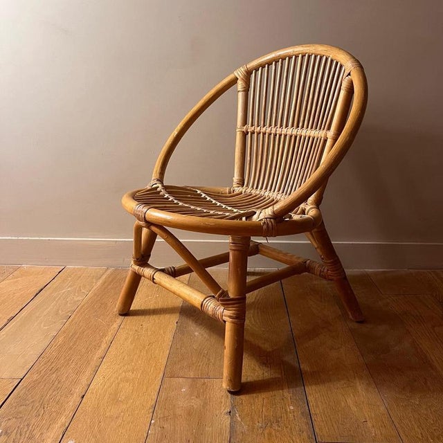 Tan Vintage Bamboo Childrens Chair For Sale - Image 8 of 8
