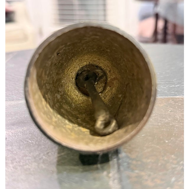 Vintage Thai Buddhist Temple Bell Solid Brass – Ornate Naga Elephant Design 4” For Sale - Image 4 of 4