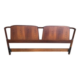Vintage Mid Century Danish Modern Teak/Walnut King Size Headboard For Sale