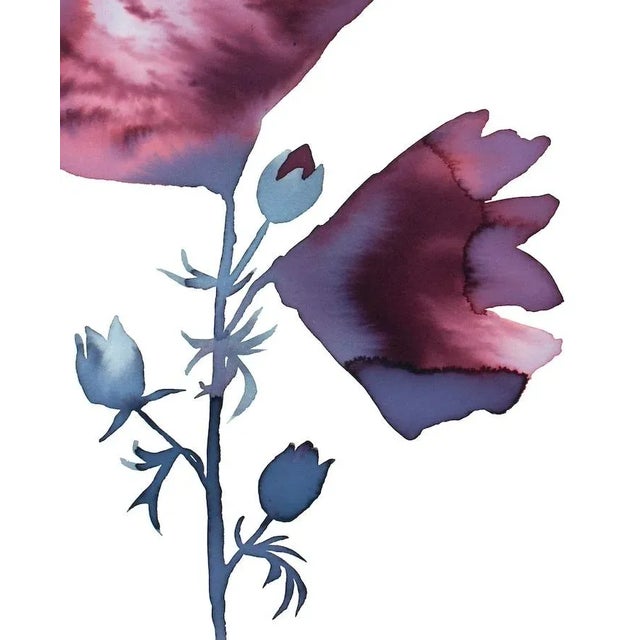 Contemporary "Floral No. 26" Contemporary Original Botanical Flower Watercolor Painting by Elizabeth Becker For Sale - Image 3 of 3