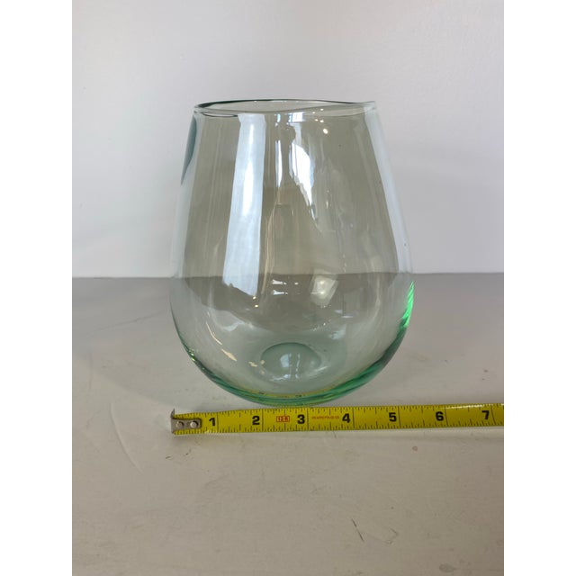 Turquoise Vintage Hand-Blown Pale Turquoise Glass Vase, Tapered Form For Sale - Image 8 of 9