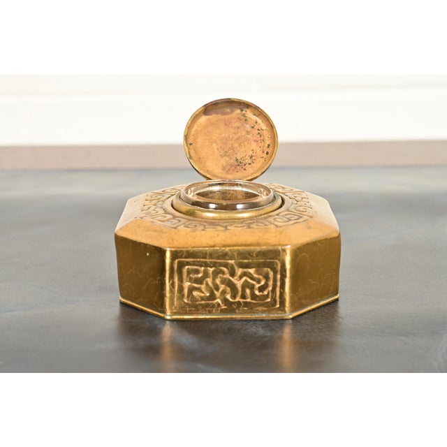 Bronze Tiffany Studios New York Zodiac Bronze Doré Inkwell For Sale - Image 8 of 15