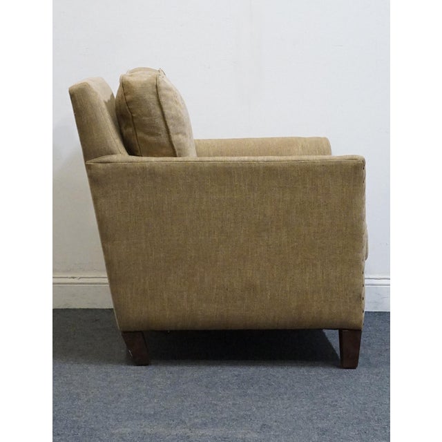Wood Uttermost Furniture Transitional Accent Club Arm Chair W. Textured Beige Woven Upholstery & Nailhead Trim For Sale - Image 7 of 10