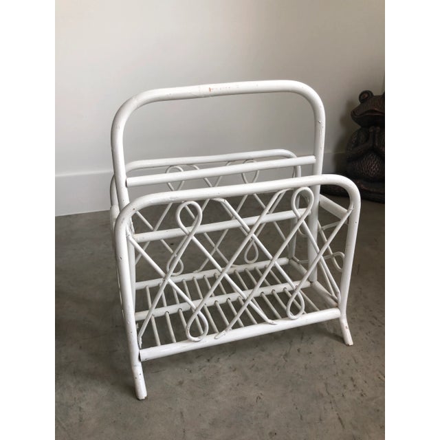 1960s White Bent Bamboo Magazine Rack For Sale - Image 4 of 8