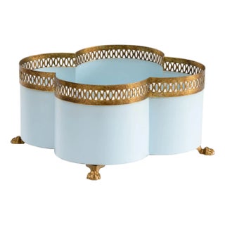 Tracery Quatrefoil Cachepot/Planter - Lagoon, Small For Sale